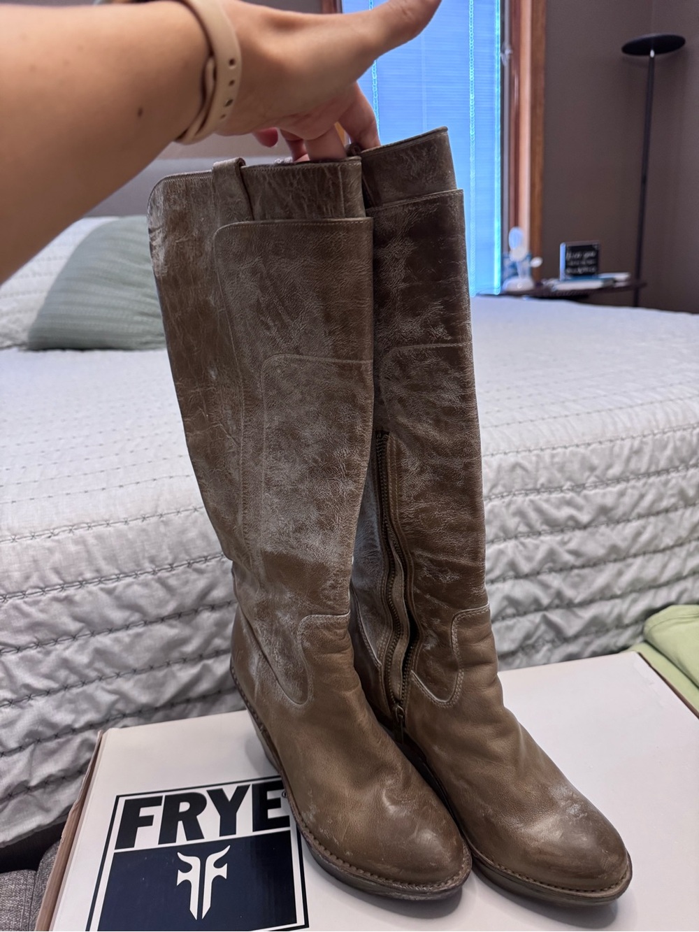 Frye Tall Leather Wedge Riding Boots